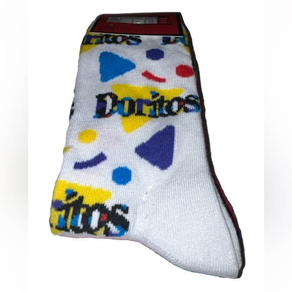 Doritos Odd Sox Crew Socks 2 Pair Men 8-12 W 9-13 Red White w Logo Chips Snacks - Picture 8 of 9